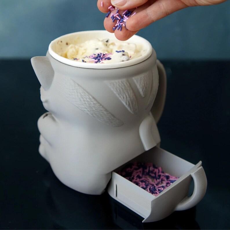 Cute Cat Ice Pint Holder Reusable 3D Printed Popsicle Containers with Snack Drawer & Handle for Cat Lovers Gifts (without Spoon)