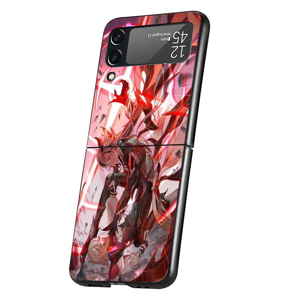 Arlecchino Genshin Impact Cover Phone Case For Samsung Galaxy Z Flip 7 6 5 4 3 5G Flip7 Flip6 Flip5 Flip4 Flip3 Black Fundas She