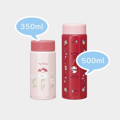 Skater Stainless Steel Mug Bottle, 500ml, Easy To Hold, Octagonal Shape, Insulated, My Melody, Flower Retro, Sanrio, STO5-A