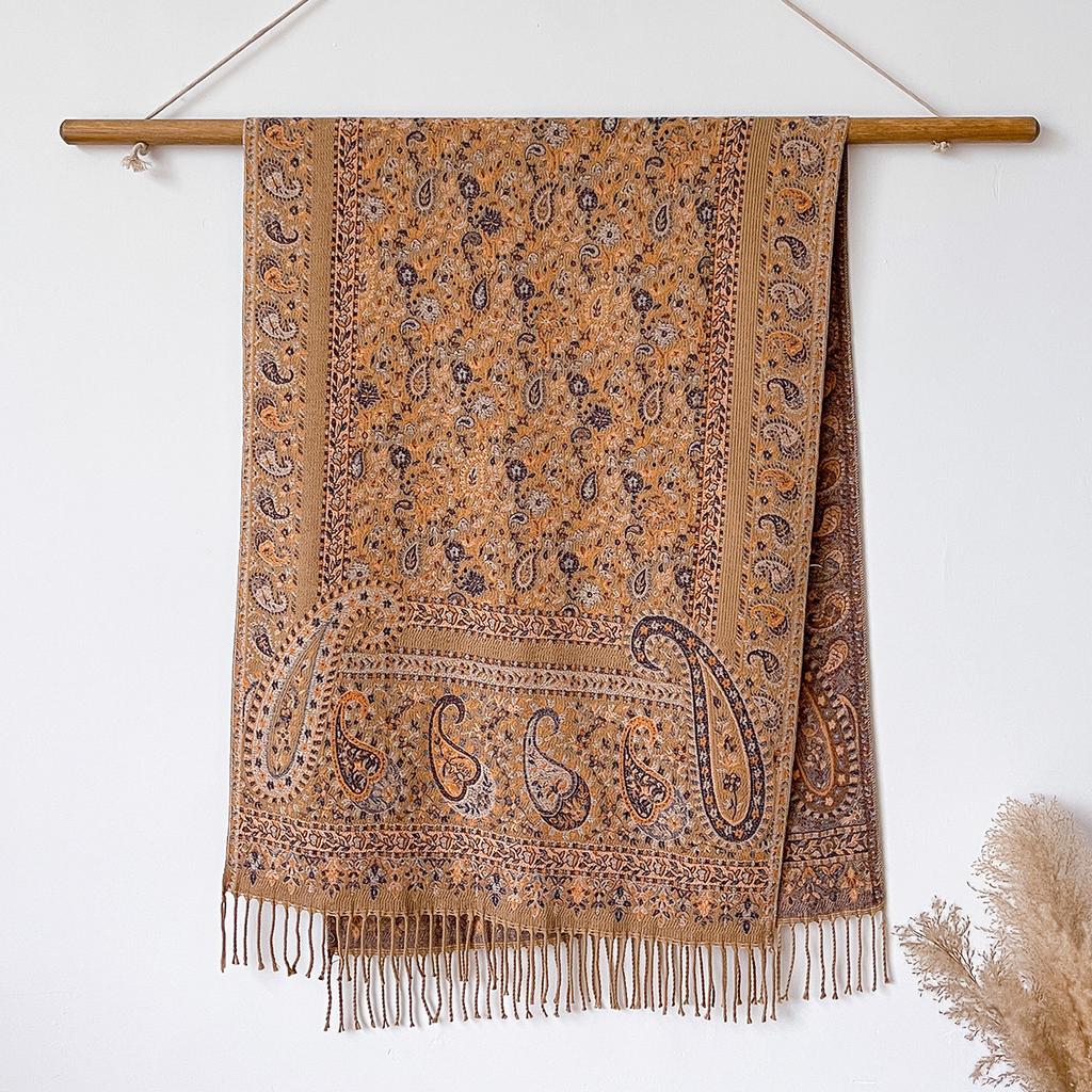 Ethnic Style Jacquard Cashew Flower Travel Scarf Women's Jacquard Fringed Scarf Thickened Extra Long Cape Shawl