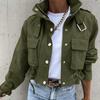 Winter Women Jackets Vintage Print Long Sleeve Button Coat Geometric Autumn Tops Ladies Leisure Outerwear Short