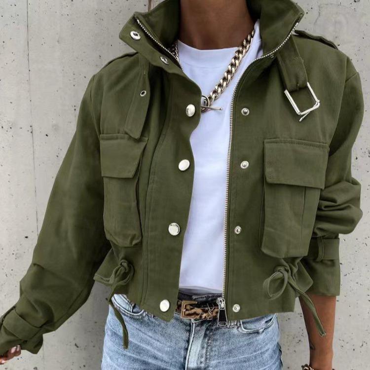 Winter Women Jackets Vintage Print Long Sleeve Button Coat Geometric Autumn Tops Ladies Leisure Outerwear Short