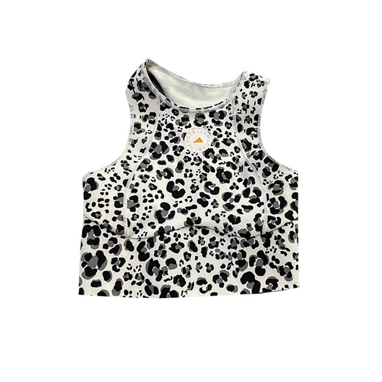 

Adidas X Stella McCartney TruePur Crop Leopard Print Comfortable Fashion Full Coverage Sports Bra Women underwear Black FU0762 2XS