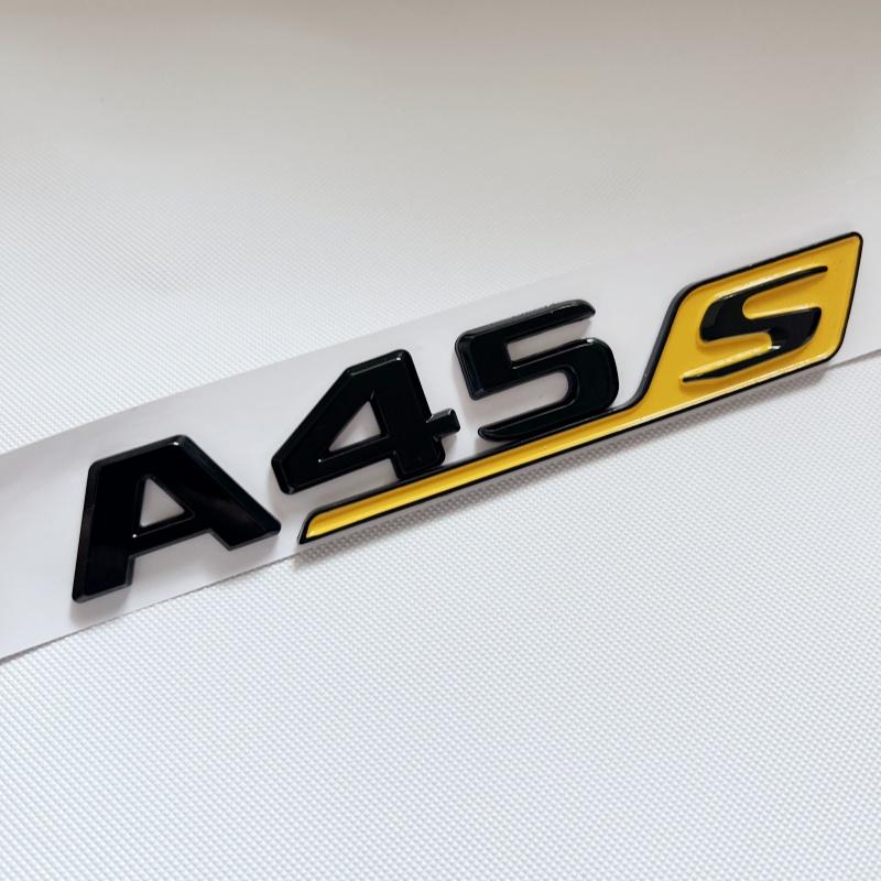 CUFNM1 3D ABS Chrome Black Red Letters Car Trunk Badge Sticker For Mercedes Benz A45 AMG W177 W176 A45S Emblem Logo Auto Accessories