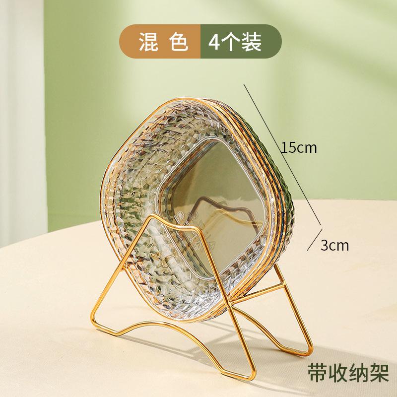 Phnom Penh Transparent Anti-Drop Small Fruit Plate, Living Room Household Snack Plate, Candy Plate, Small Exquisite Front Desk Melon Seed Plate