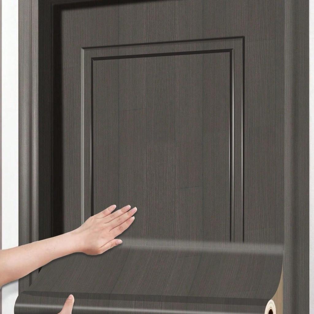 Pegatina de Puerta Removible Autoadhesiva - Textura de Grano de Madera de Alta Gama, Pegatinas de Puerta para Renovación del Hogar, Superficie Texturizada