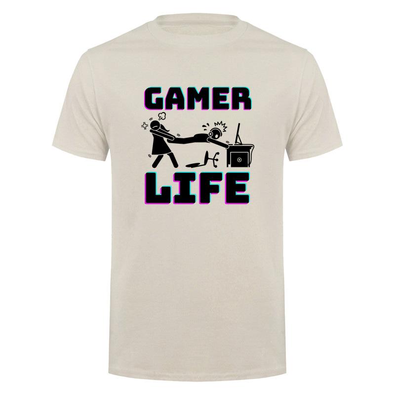 Gamer Life T Shirt Funny Video Game Player Gaming Lifestyle Computer Console Cotton Tshirts Tee Da366