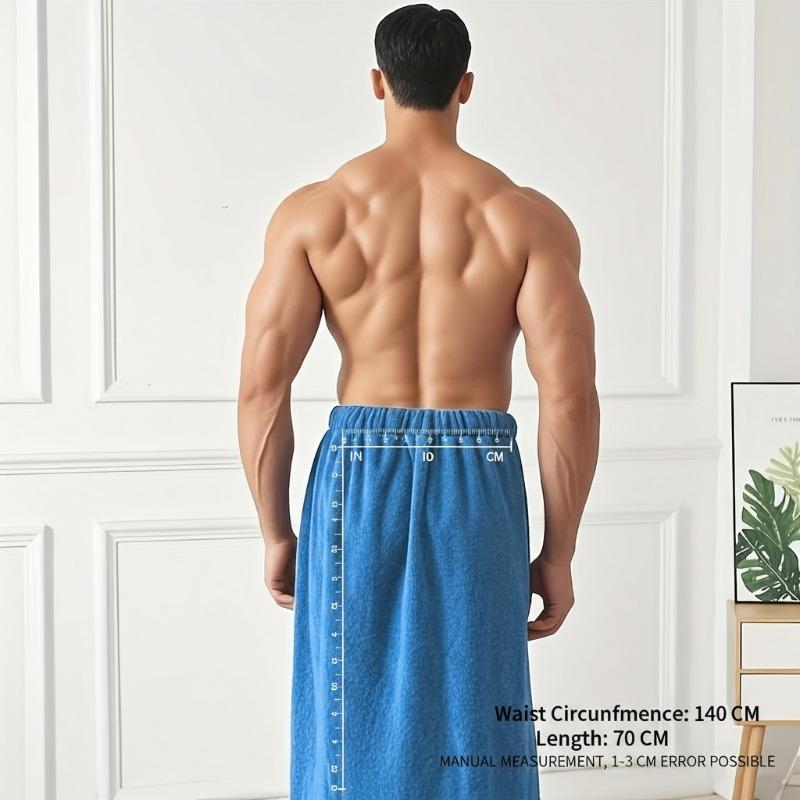 1PC 140x70cm Coral Fleece Absorbent Men's Wearable Bath Towel with Pocket Soft Spa Sauna Wrap Embroidered Bathroom Supplies