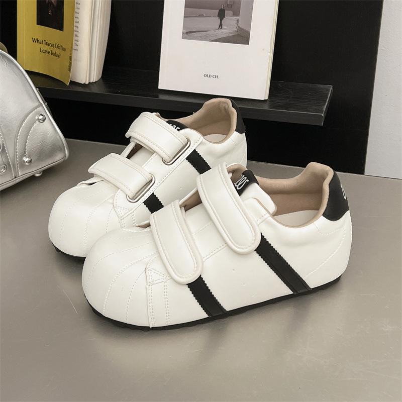 Silver Retro Velcro Flat Bottom Inner Height Increase German Training Shoes Women's 2025 New Summer Soft-soled Casual Board Shoes