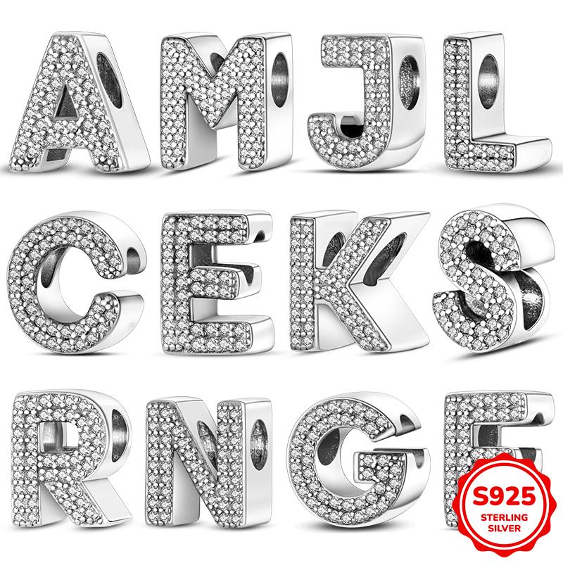 Copper Original 26 English Zircon Letter Charm Beads Fits Bracelet Bangle Necklace For Women Luxury Diy Jewelry Fine Gifts
