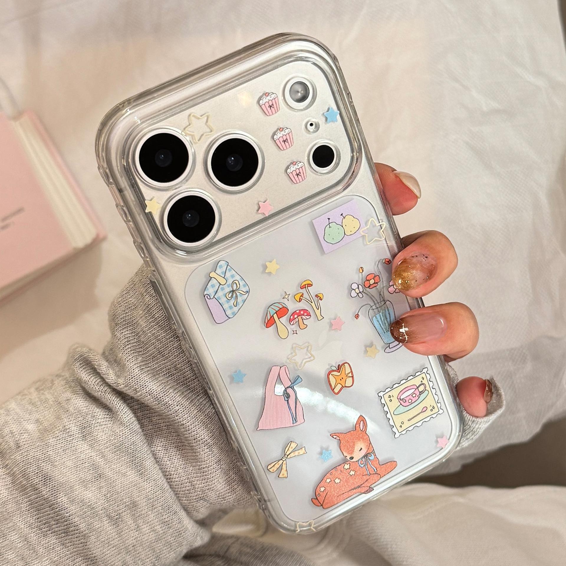

Красный для Apple Олень Качающаяся Подставка 16promax Чехол для Телефона для IPhone17 для 12 Прозрачный 15 Мультяшный 13 12/12pro