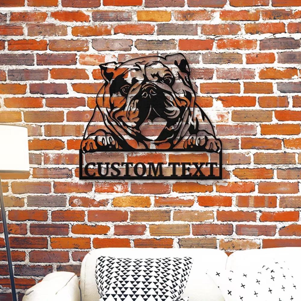 Custom Metal Wall Art American Bulldog Sculpture Indoor Hanging Decor Dog Lover Gift