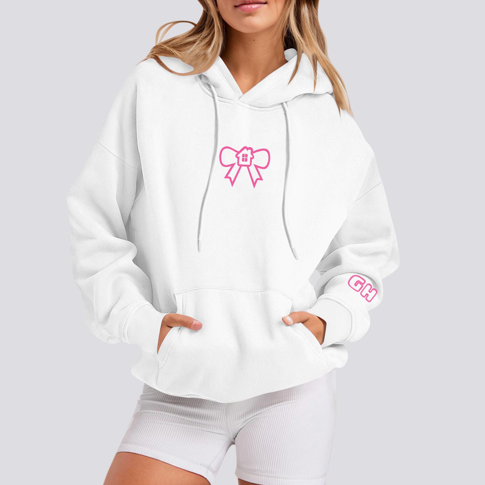 

Женская мода, женский легкий пуловер с длинными рукавами и карманами, толстовка с капюшоном в стиле консервативного стиля XL белый