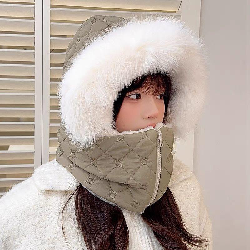Women's Versatile Solid Color Thickened Fu Ear Protection Warm Hat, Comfortable Coldproof and Windproof Warm Hat