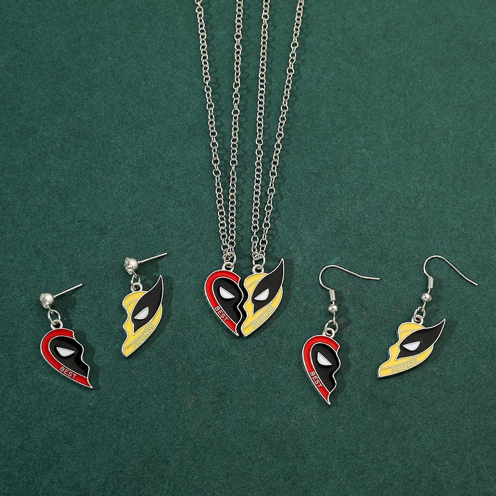 2 st Deadpool Wolverine Cospay Bästa Vänner Halsband Superhjälte Parhalsband Hjärthänge Vänskap Matchande Gåvor