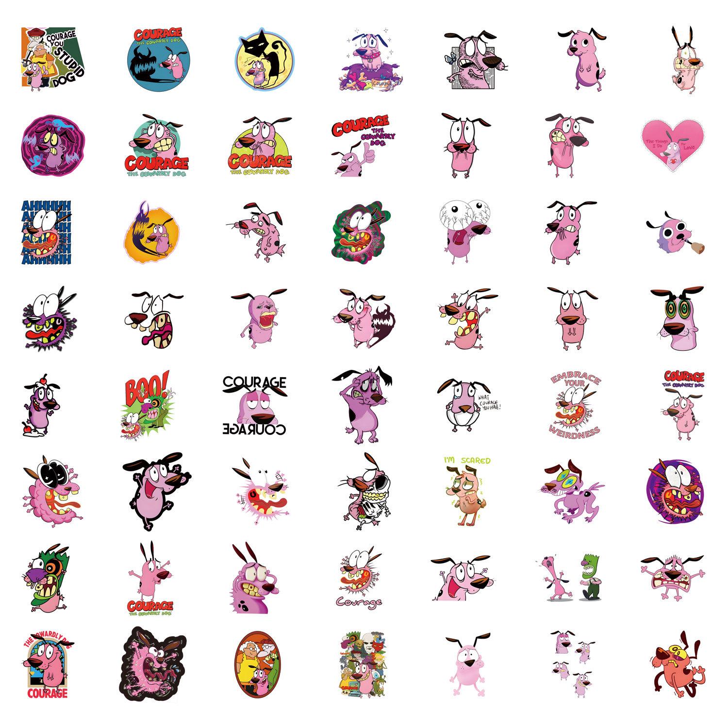 

55-Piece Cartoon Timid Dog Waterproof Stickers for Journals, Water Bottles, and Computers