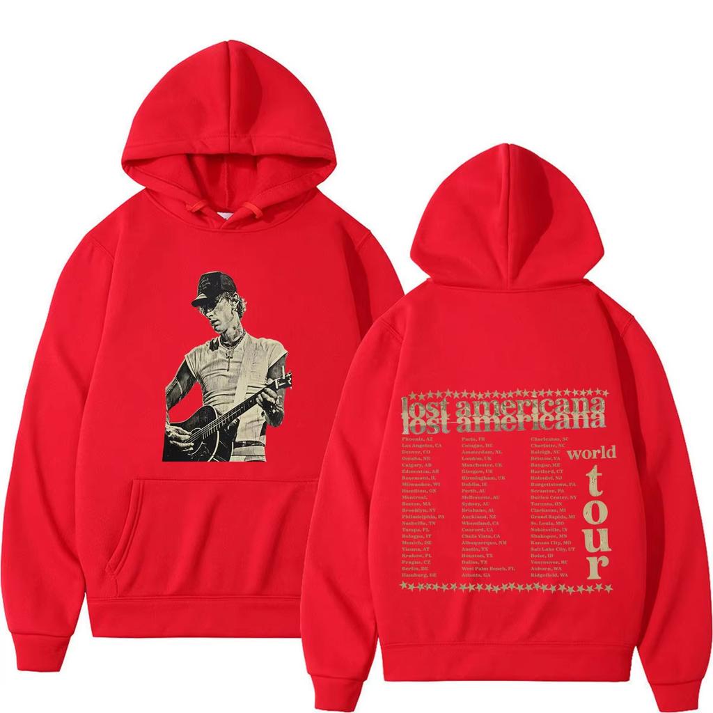 MGK Lost Americana Tour 2026 Print Hoodies Men Women Fashion Hip-hop Pullover Long Sleeves Casual Vintage Printed Sweatshirt