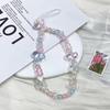 Cute Pink Love Heart Bowkont Beads Phone Chain Sweet Bear Hanging Rope Camera Lanyard Anti-lost Wrist Straps Bag Accessories