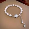 Niche White Jade Cat's Eye Beaded Geometric Bracelet - Influencer Style