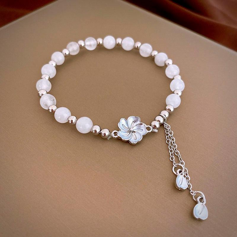 

Niche White Jade Cat s Eye Beaded Geometric Bracelet - Influencer Style