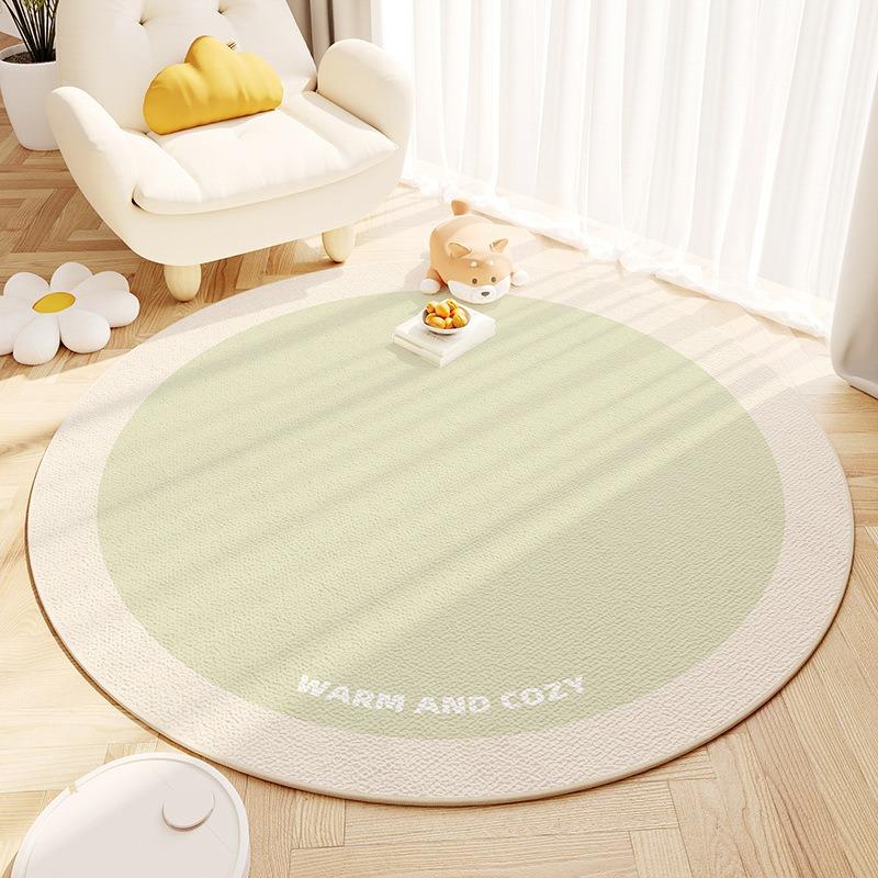 Summer Carpet Round Cartoon Living Room Floor Mat Children's Room Cream Style Dopamine Simple Mat Home Decoration