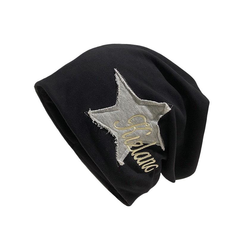 Cotton Knitted Cold Hat, Female, Versatile College Style, Stacked Hat, Autumn/Winter Star Cap, Ear Protection, Trendy Design