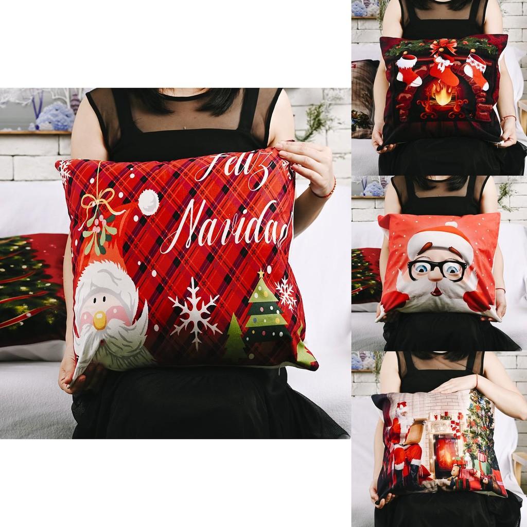 Einzigartige weihnachtliche Samt-Kissenbezüge mit bezaubernden Weihnachtsmann-Illustrationen, ideal für saisonale Feiern