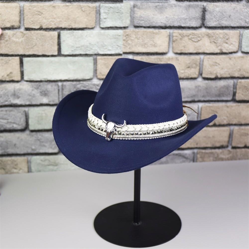 Wide Brim Western Cowboy Cap Breathable Tibetan Hat Sun Protection Knight Hat Horseback Riding темно-синий