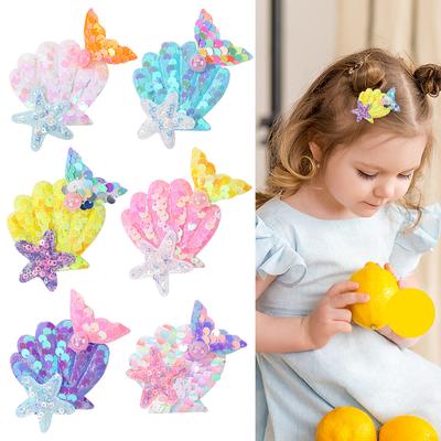 6pcs Shells Pearl Starfish Hair Clips Mermaid Princess Alligator Hair Clips Ofr Girls Birthday Party Christmas Gift