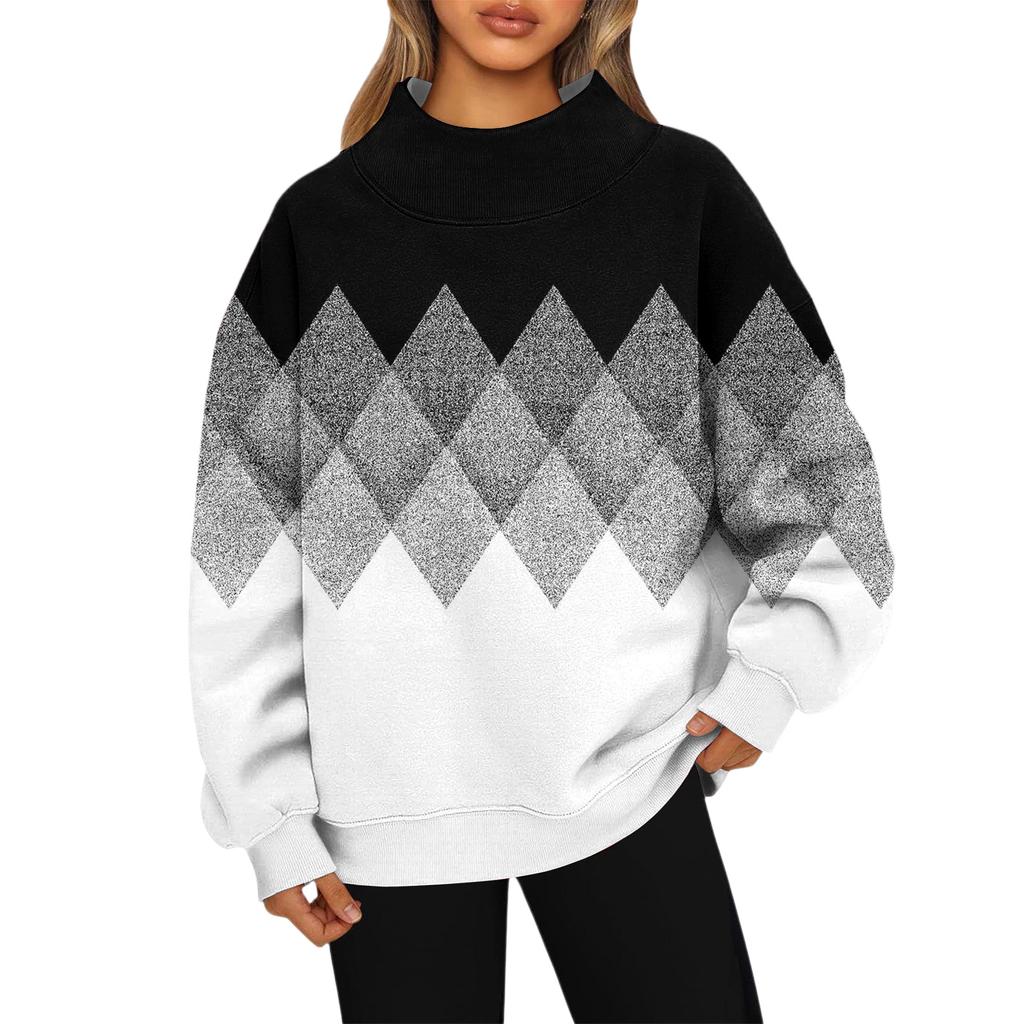 Mock Neck Sweatshirt Women Fall Comfort Oversized Sweatshirt Dressy Pullover Sweatshirts No Hood Cozy Turtleneck Tops