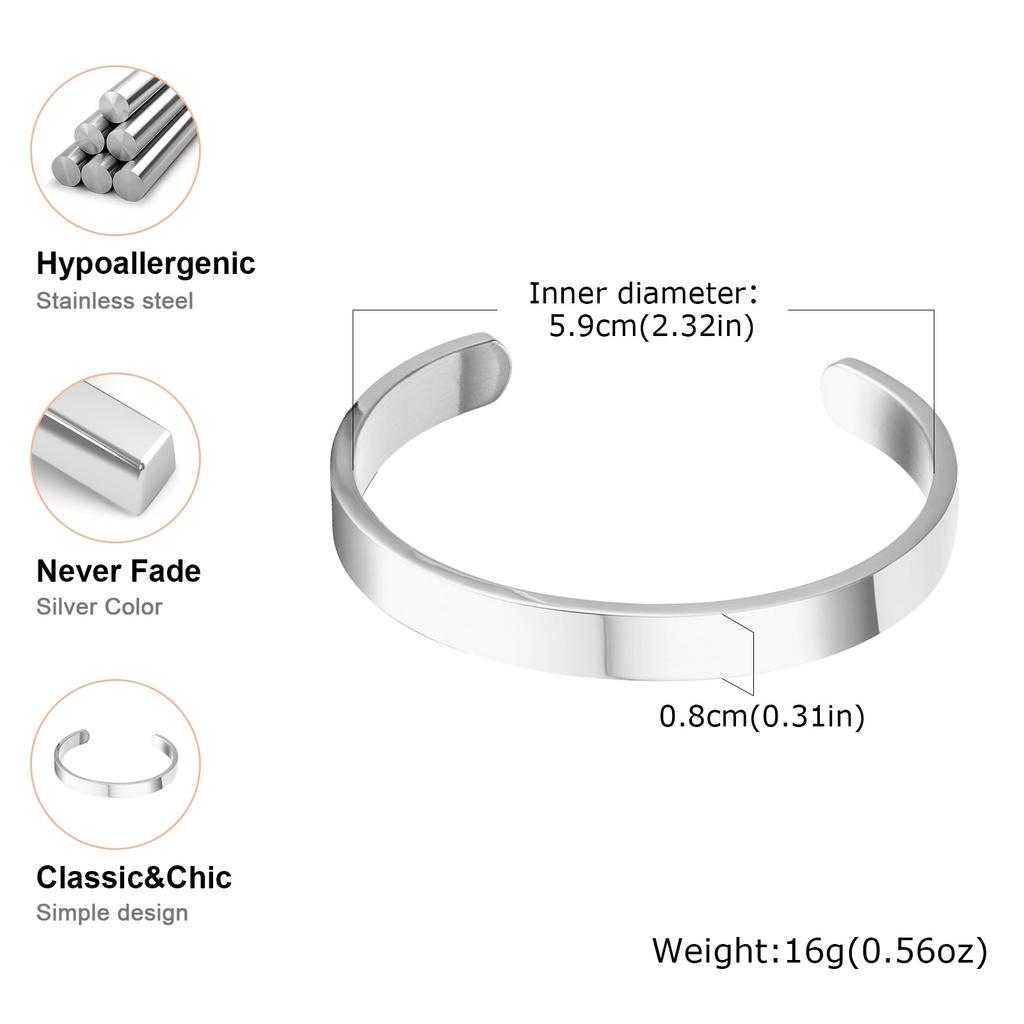 Classic Openning Bangles Bracelet for Women Men,Stainless Steel Cuff Bracelet,High Polished Bangles Gift