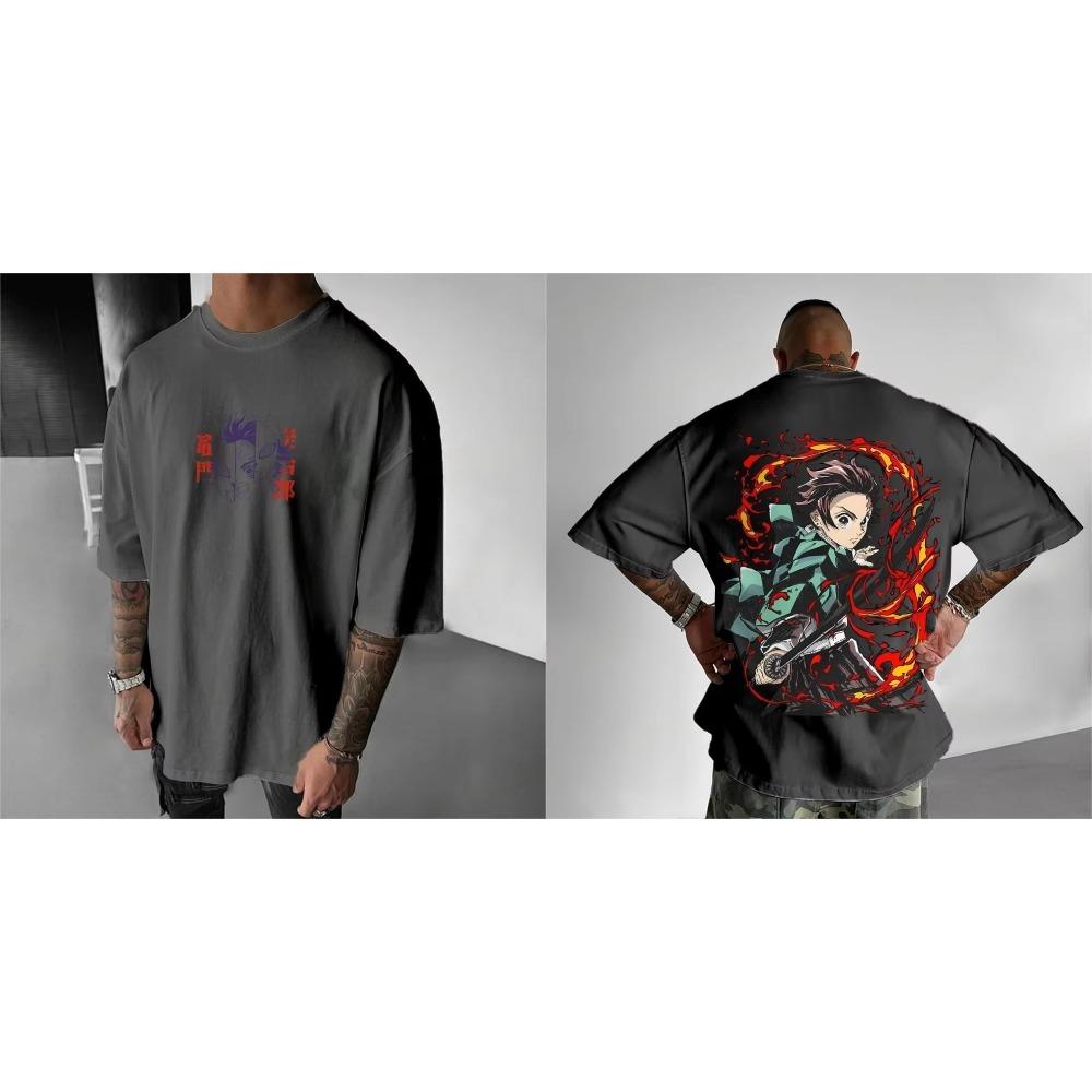 Demon Slayer Blade Mens Tshirt Stove Door Tanjiro Anime Summer New Style Suitable for Both Men and Women