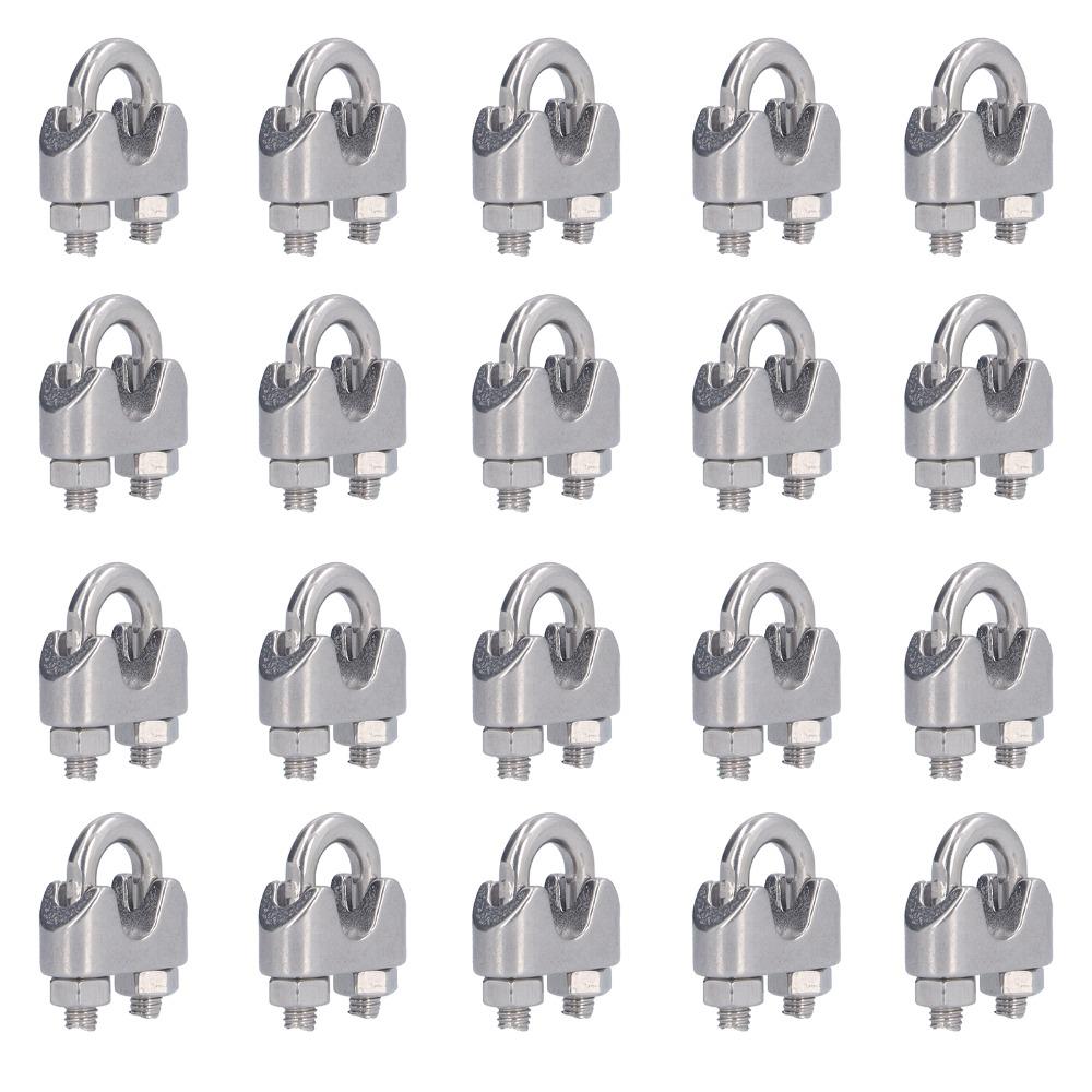 20Pcs 1/16 Inch Cable Clamp Fastener M2 2mm U Bolt Saddle Clamp  Cable Fastening Use
