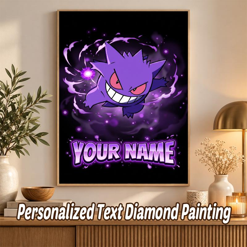 Gengar Custom Name Diamond Painting Personalized 5D Full Drill DIY Diamond Art Home Decor