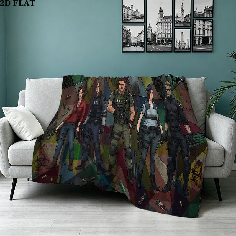1PC Resident Evil Patterned Flannel Blanket Suitable For All Seasons For Home Decor Warmth And Comfort Gifts Holiday Present