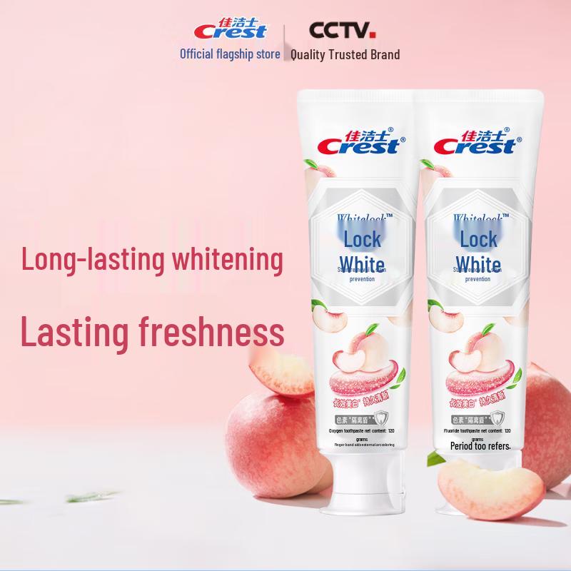 Crest Dual Color Locking Whitening White Peach Toothpaste Twin Pack