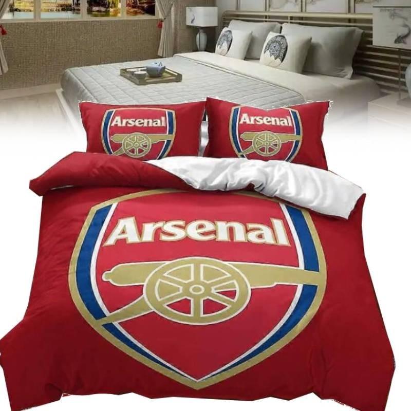 Arsenal Football Club Soccer Print Duvet Cover Set With Polyester Material For Sports Fans Bedroom Decor