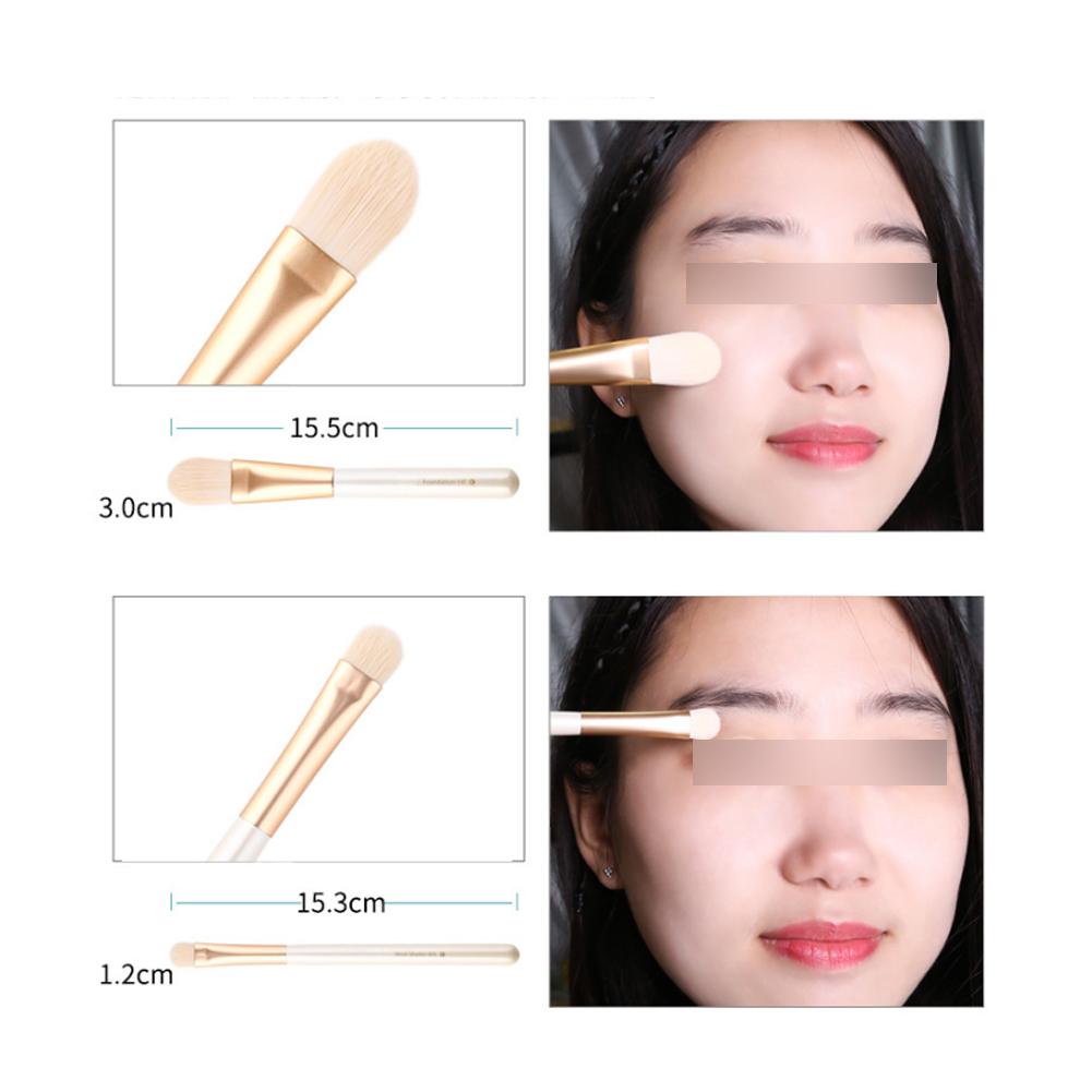 ZOREYA 10pcs Pearl White Portable Professional Makeup Blending Brushes Set with Storage Bag