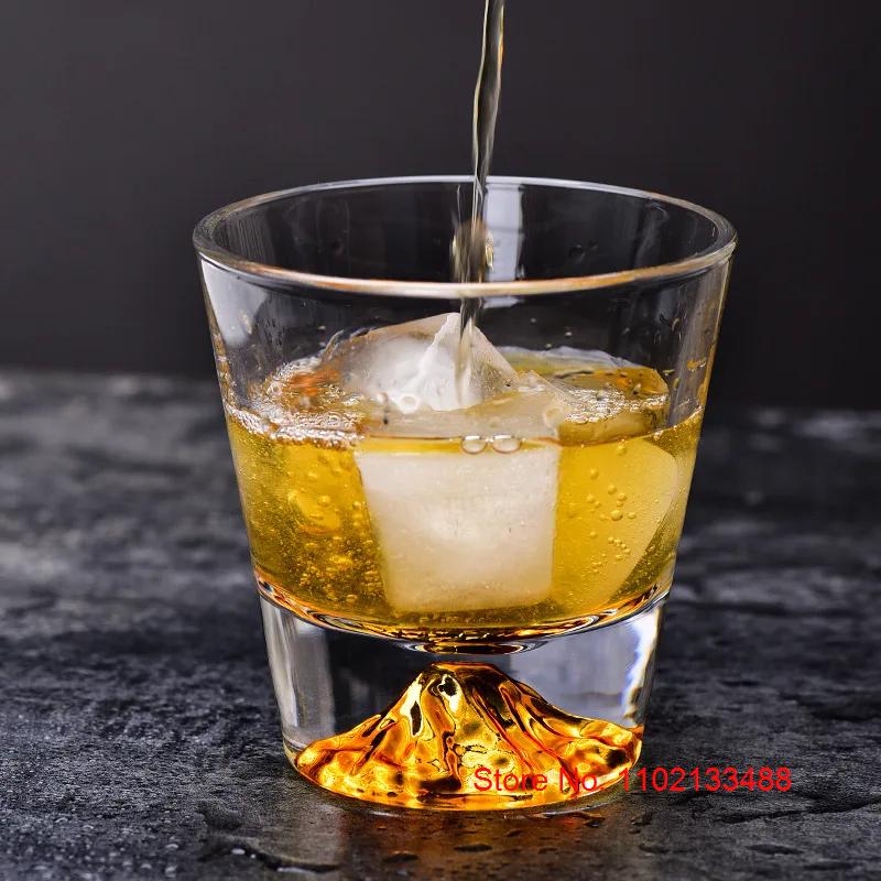 250ml Golden Mountain Whiskey Glass Japanese Style Crystal Wine Glasses Old-fashioned XO Whisky Tumbler Chivas Brandy Cup Gift
