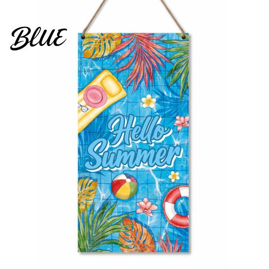 Solid Wood Wall Plaque Summer Wooden Hanging Sign, Welcome Sign Front Door Decor with Refresh Home Rope, Colorful Hanger for Seasonal Farmhouse Beach