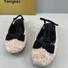 Fashion Low Heels Round Toe Bow-Knot Shoes Woman Flats Elegant Butterfly Dress New Glitter Butterfly-knot Hook & Loop Bling Low Heels Gl