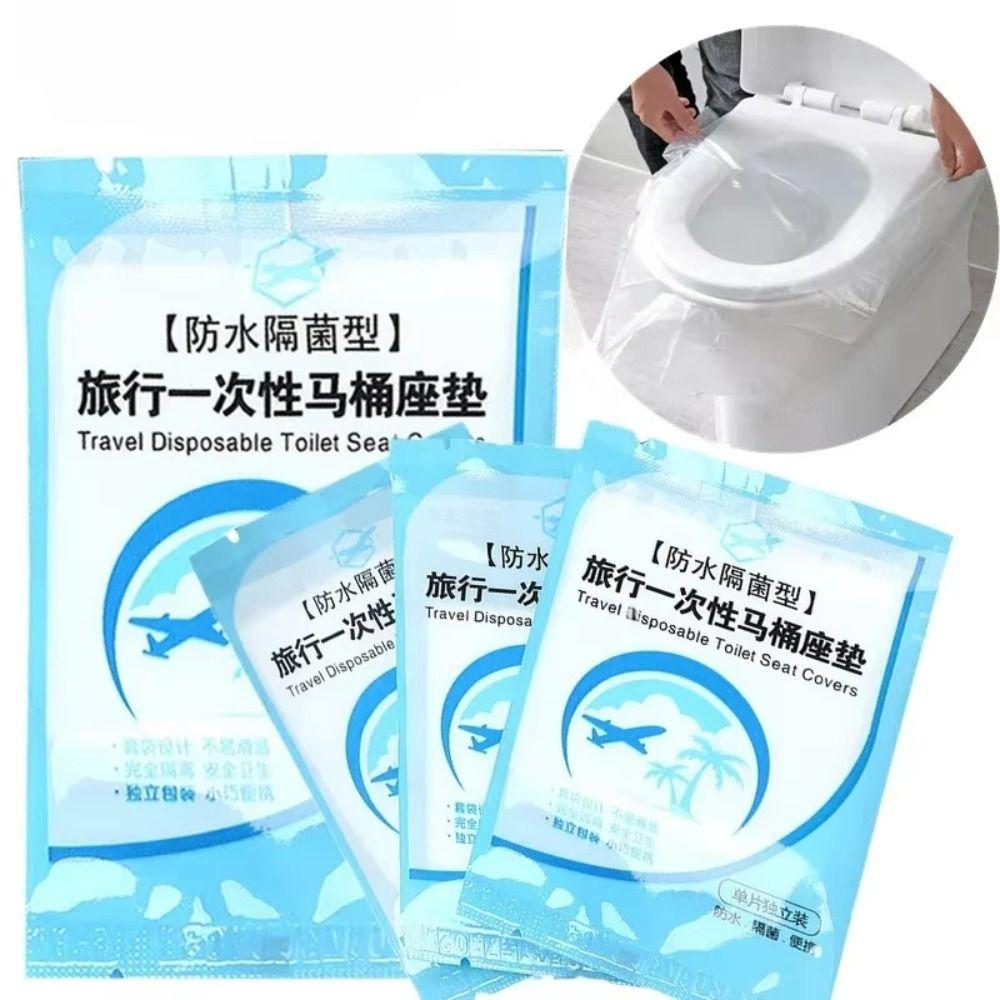 50Pcs Individually Packaged Disposable Toilet Seat Cover Waterproof PE Toilet Cover Thickened Safety Toilet Paper Pads