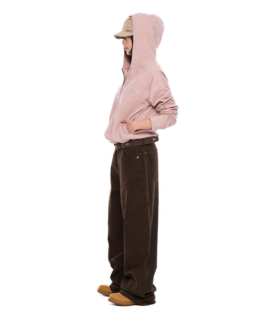 Aakam Logo Patch Zip-Up Hoodie (Pink)