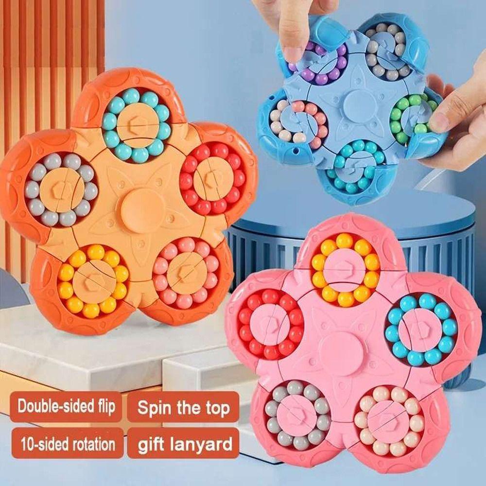 Ten-sided Rotation Spin Bead Puzzles Game 2 In 1 Fingertip Cube Toys   Decompression Toy