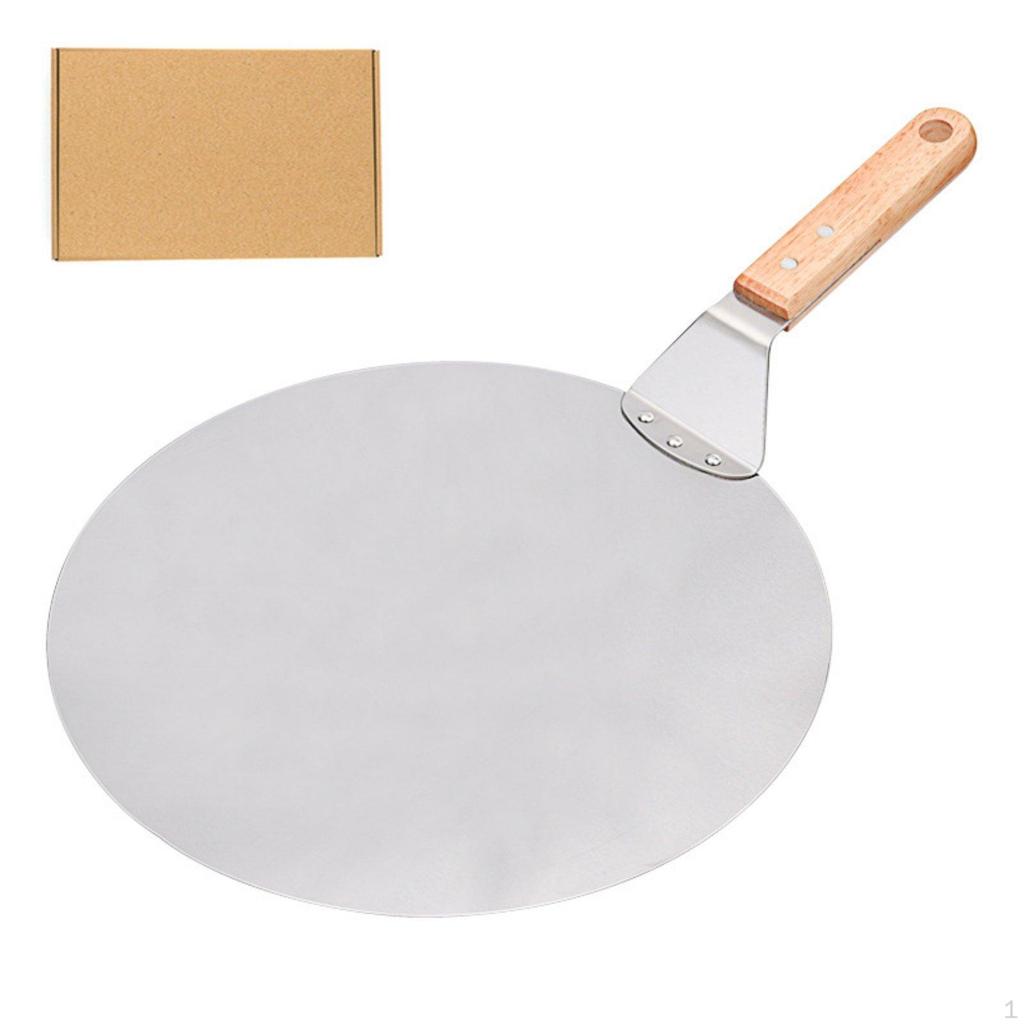 Wood Handle Pizza Peel Stainless Steel Transfer RustResistant Cooking Tool for Oven Oak