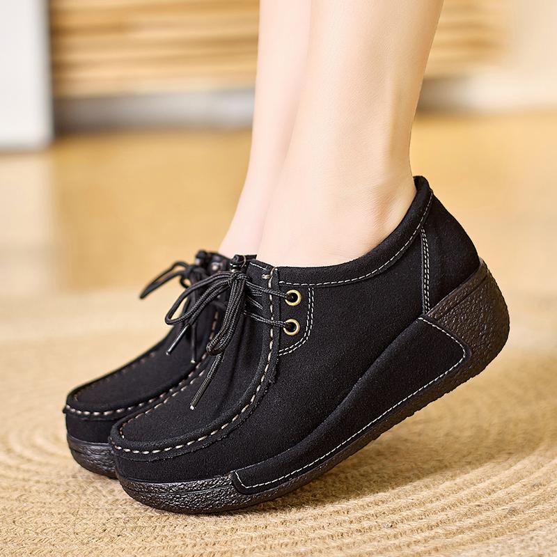 Женские туфли на платформе черные повседневные туфли коричневые туфли кроссовки для увеличения роста на толстой подошве большого размера 35 3880₽