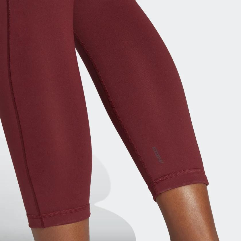 Adidas Solid Color Logo Fitness Leggings Women Bottoms Shadow-Red IJ9360