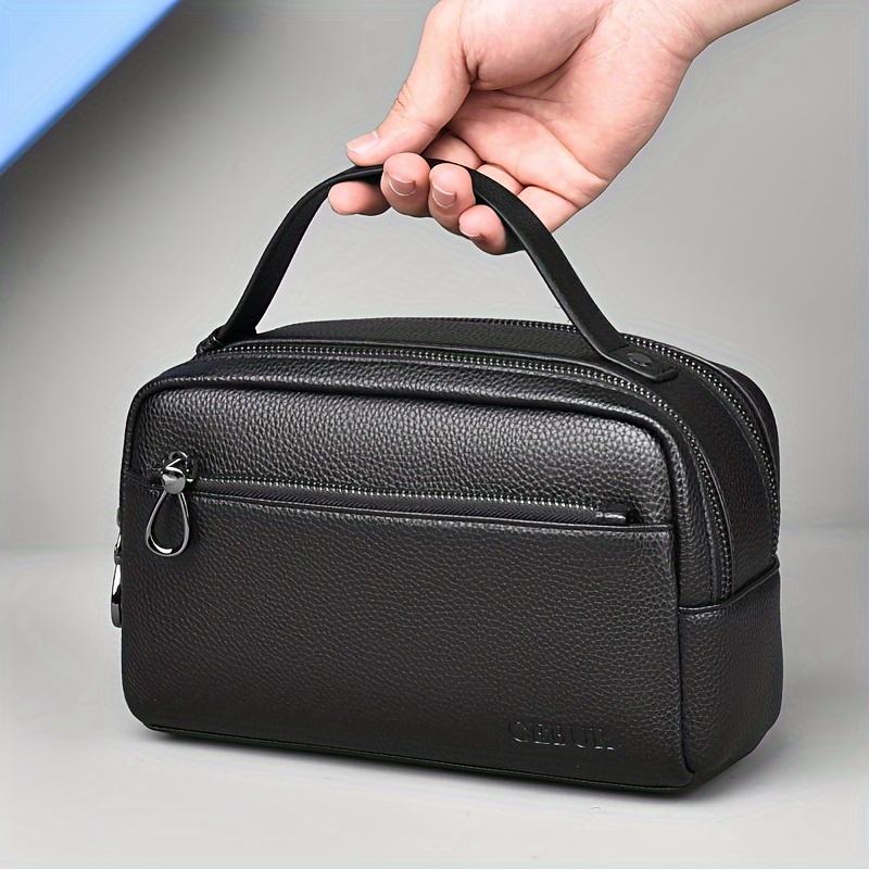 Sacs à main élégants et légers de couleur unie pour hommes, Sacs portables décontractés à fermeture éclair pour les trajets quotidiens, les voyages en plein air