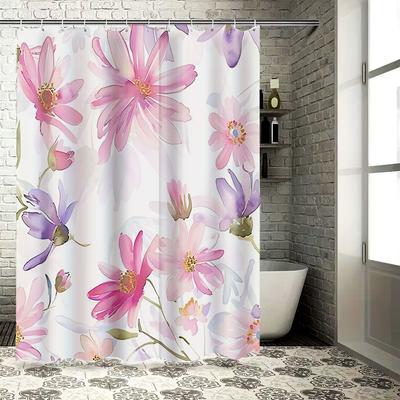 Elegant Watercolor Floral Shower Curtain Adds Charm To Your Bathroom Space Suitable for Wet &Dry Separation Waterproof  Durable