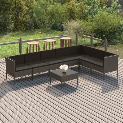 Vidaxl 8-Cz. Garten-Sitzgruppe, Kissen, PE-Rattan, Grau